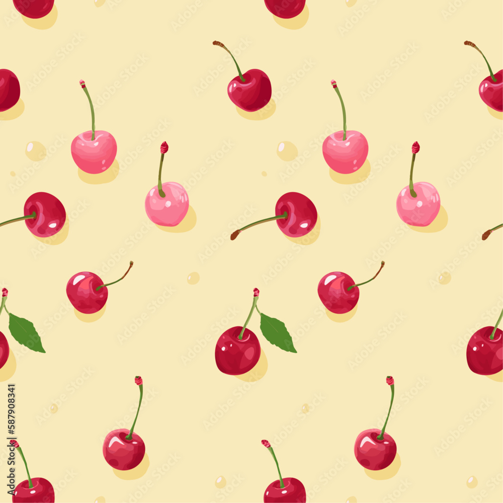 さくらんぼのシームレスなリピートパターン