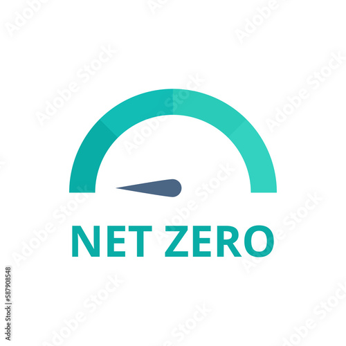 Net zero emission vector. Carbon emissions free goal. Flat illustration on white background.