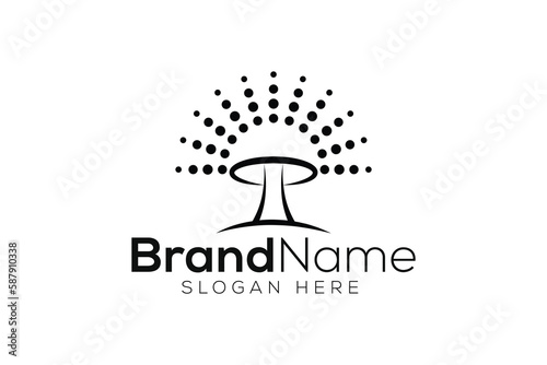 Sun light mushroom icon logo design template