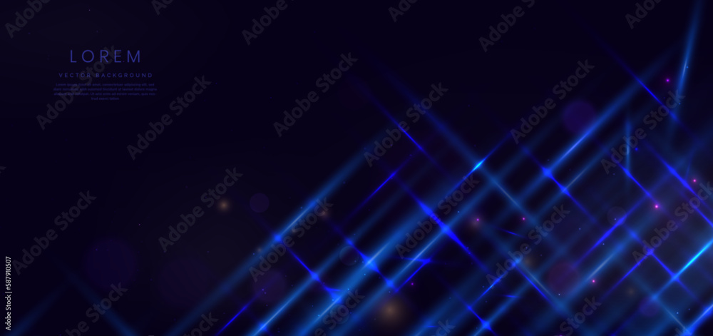 Abstract technology futuristic glowing blue light diagonal lines with effect on dark blue background. Abstract technology futuristic glowing blue light diagonal lines with effect on dark blue background.