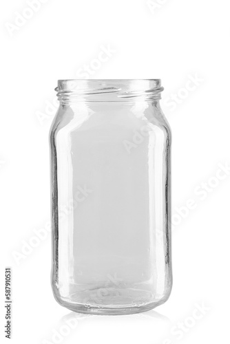 Empty glass jar for preservation. Isolated on a white background.
