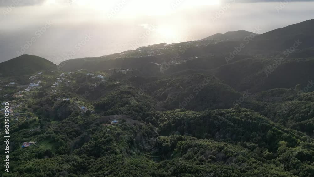 Aerial View of Green Volcanic Hills. Los Sauces at La Palma Island, Canary Islands, Spain. Aerial View of Green Volcanic Hills. Los Sauces at La Palma Island, Canary Islands, Spain.