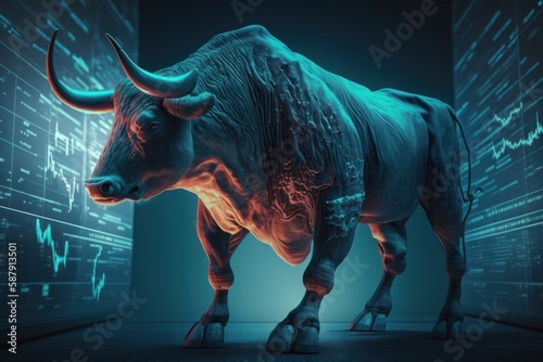 wallstreet bull concept of stock market photo
