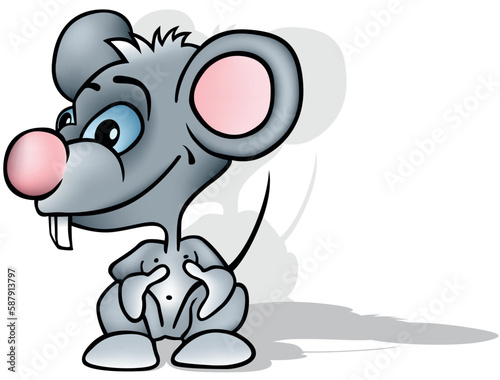Funny Gray Mouse with Turne...
