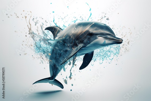 A graceful dolphin leaping out of the water. Generative AI