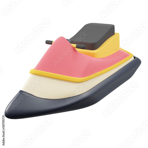 3d render minimal jet ski stylized