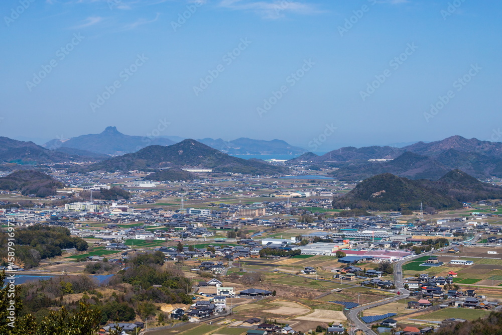 Landscape of sanuki city , view for Mt. goken from monnyu park , kagawa, shikoku, japan