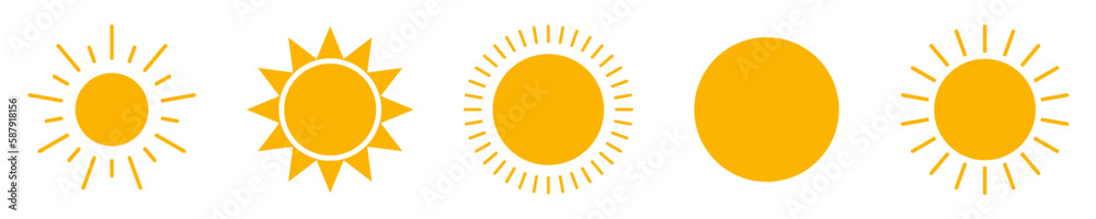 Sun icons set. Solar icon collection. Sunlight symbols. Sun icons set. Solar icon collection. Sunlight symbols.