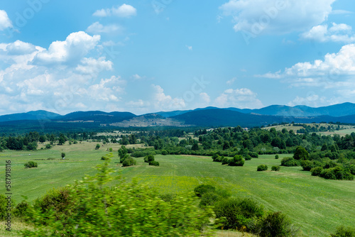 landscape with mountains and blue sky