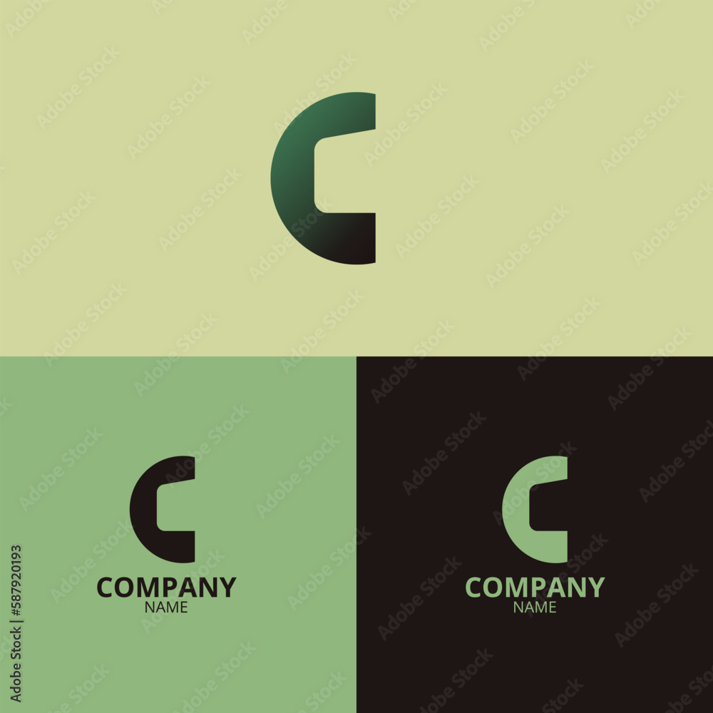 The C Letter Logo Template with a blend of dark green and faded green gradient colors that are elegant and professional, is perfect for your company identity