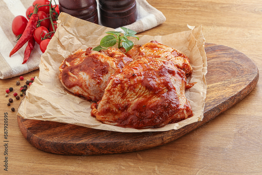 Marinated chicken leg in tomato sauce Marinated chicken leg in tomato sauce