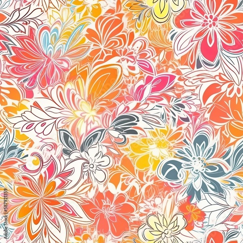 Delicate floral seamless pattern with a glossy finish. AI generated.