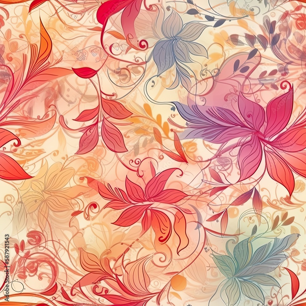 Delicate floral seamless pattern with a glossy finish. AI generated.