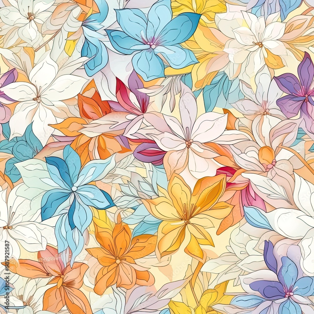 Delicate floral seamless pattern with a glossy finish. AI generated. generative ai. Delicate floral seamless pattern with a glossy finish. AI generated. generative ai.
