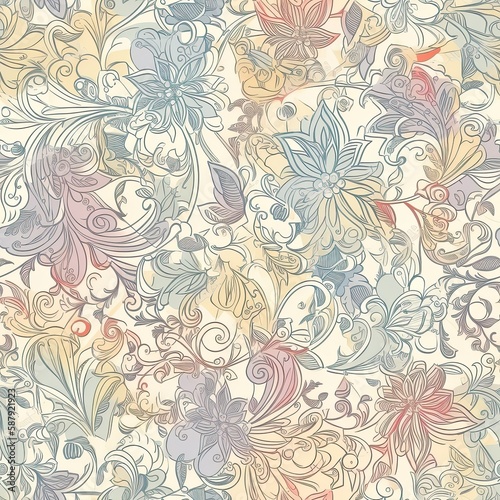 Delicate floral seamless pattern with a glossy finish. AI generated.