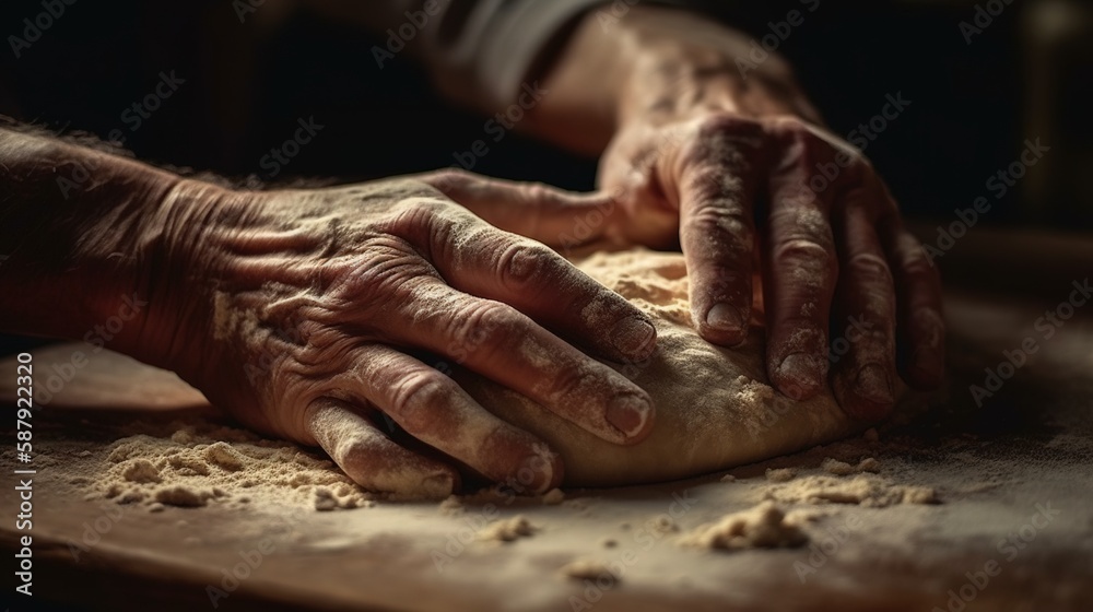 xtreme close up of two hands making a pizza dough xtreme close up of two hands making a pizza dough