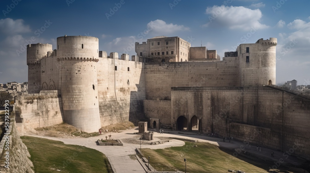 Syria before the war Citadel of Aleppo photorealistic
