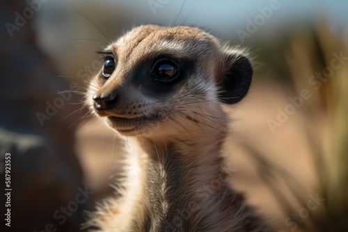 A cute and curious meerkat on the lookout Generative AI © create