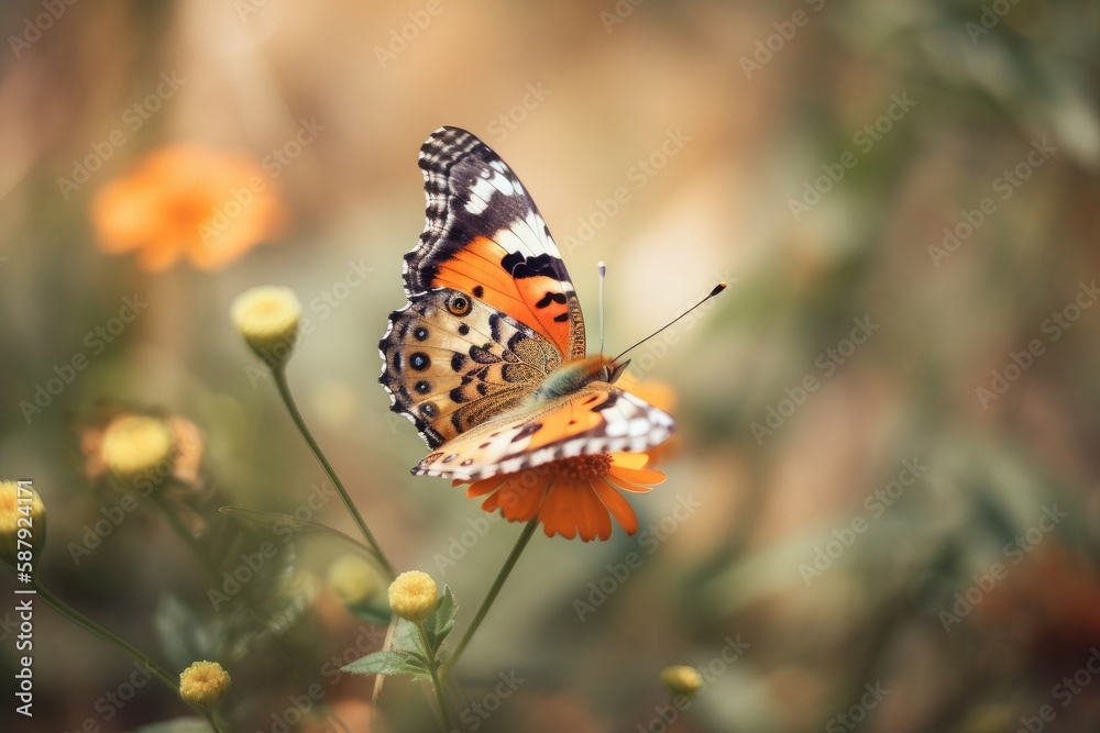butterfly on the flowers close up and blurred background , generative ai butterfly on the flowers close up and blurred background , generative ai