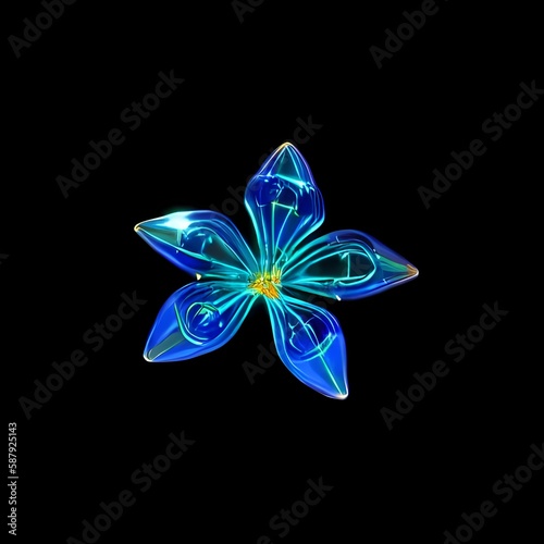 Color glass flower isolated on black, Almond 05 © Monono