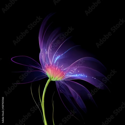 Color glass flower isolated on black, Hibiscus 01