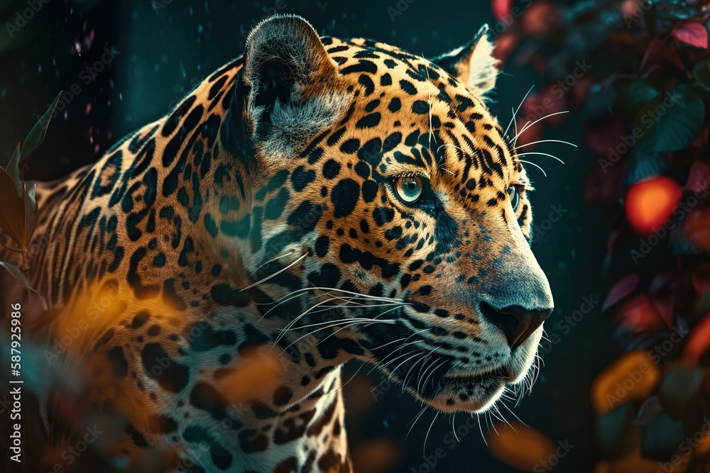 A fierce and powerful jaguar in the jungle Generative AI A fierce and powerful jaguar in the jungle Generative AI