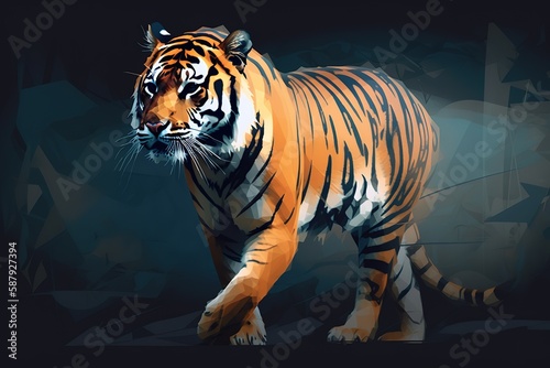 A fierce tiger stalking its prey Generative AI