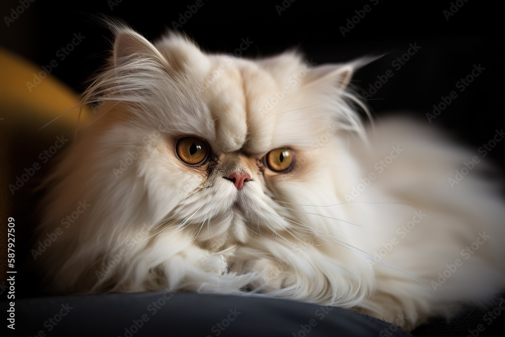 A regal and majestic Persian cat with its long hair flowing - This Persian cat is showing off its regal and majestic nature with its long hair flowing. Generative AI