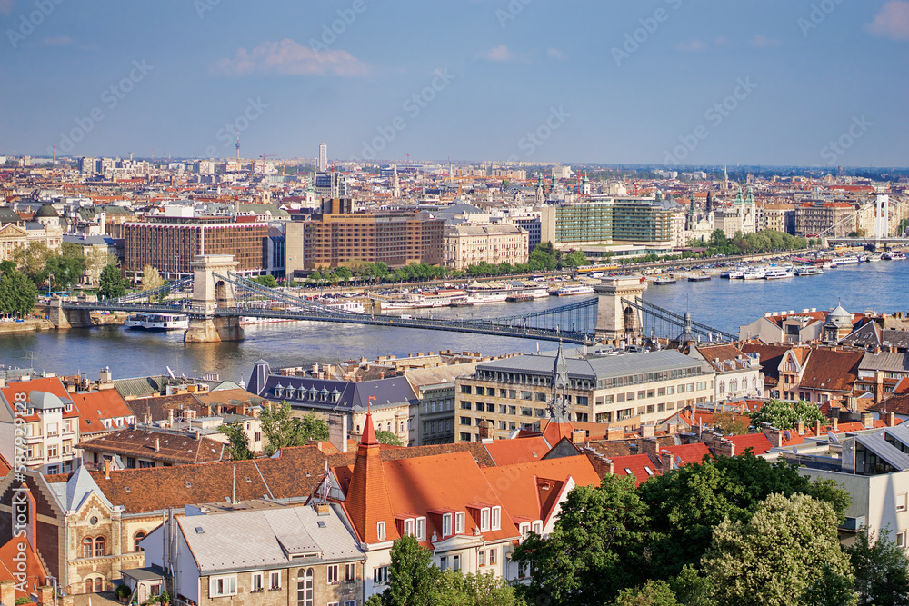 Travel by Hungary. Beautiful view of Budapest city and Danube river.