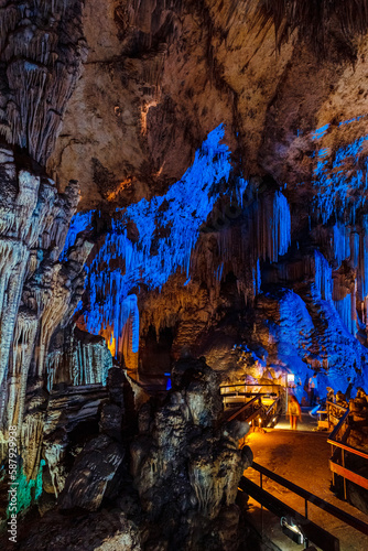  Stalactites and stalagmites in Nerja caves, Nerja, Spain