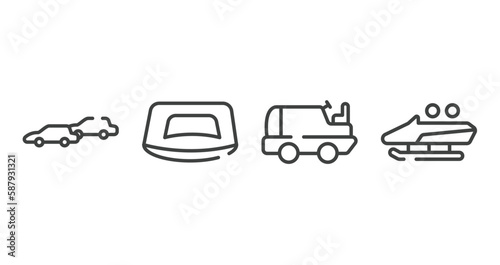 winter sports outline icons set. thin line icons sheet included chase, push up, ice resurfacer, bobsled vector.