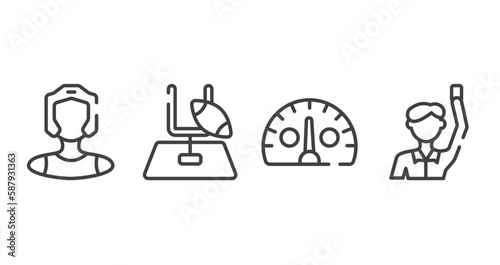 thai boxing outline icons set. thin line icons sheet included kickboxer, rugby goal, kmh, committee vector.