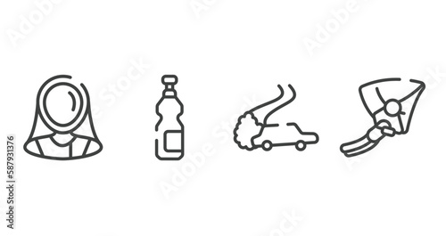 adventure sports outline icons set. thin line icons sheet included fencer, isotonic, drifting, hang glider vector.
