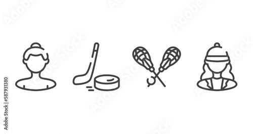 sport avatars outline icons set. thin line icons sheet included null, puck, lacrosse, horsewoman vector.