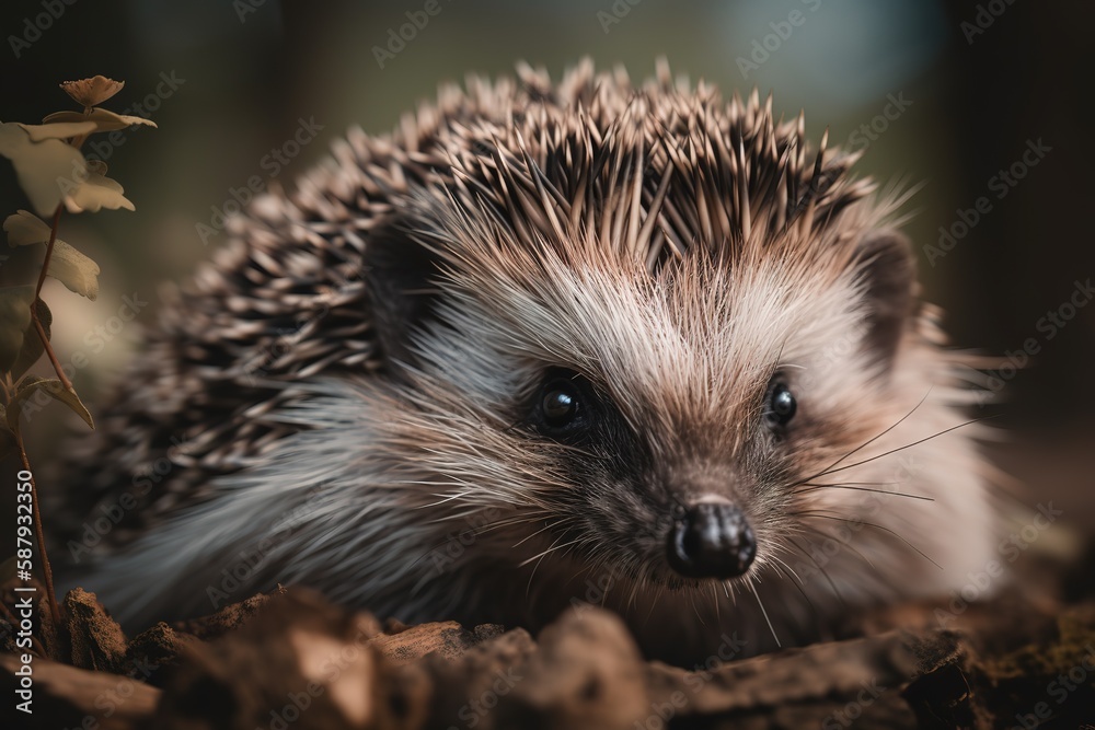 Fototapeta premium A comical and curious hedgehog poking its nose around - This hedgehog is poking its nose around. Generative AI