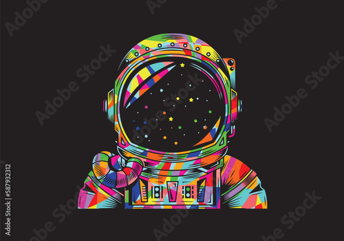 vector illustrations hand drawn astronaut pop art colorful