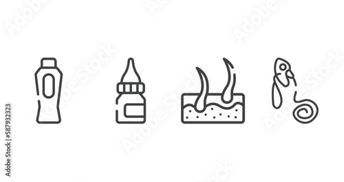 medical instruments outline icons set. thin line icons sheet included baby powder, drop medicine, epidermis, oxygen mask vector.