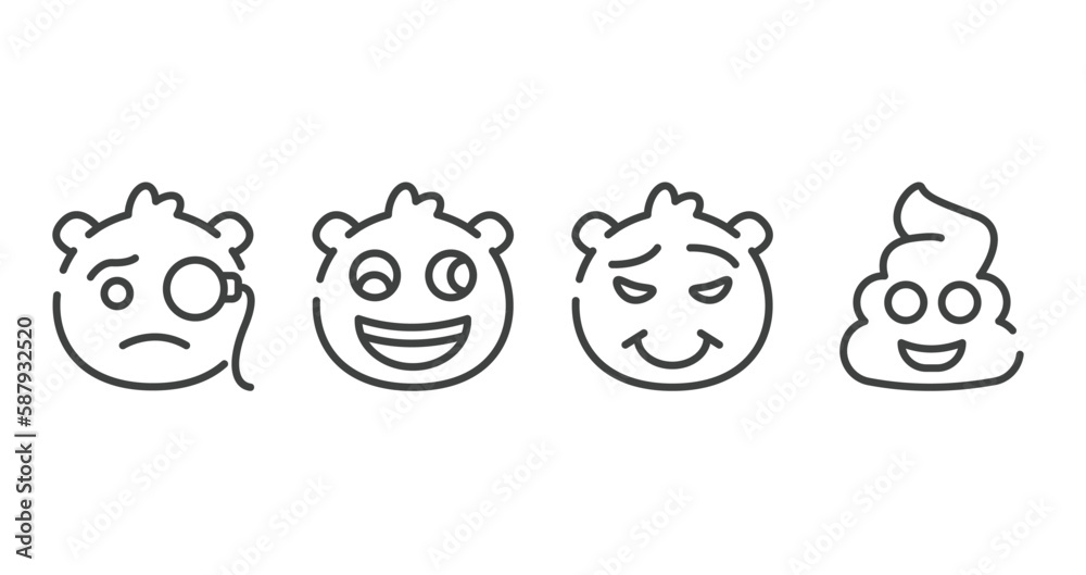 emoji outline icons set. thin line icons sheet included monocle emoji ...