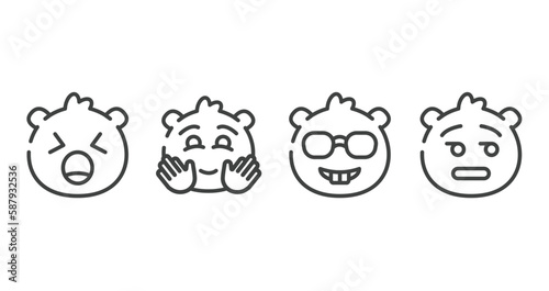 emoji outline icons set. thin line icons sheet included yelling emoji, happy emoji, nerd dissapointment vector.