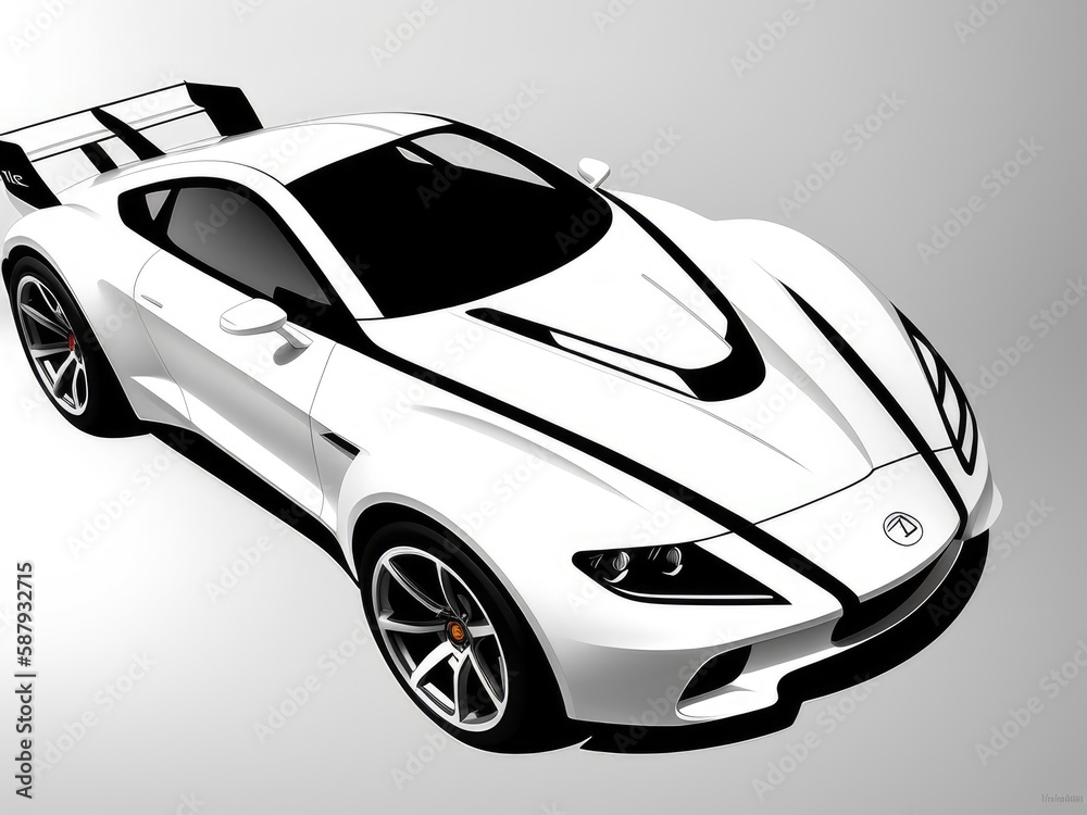 Concept drawing of a sports car. Generative AI