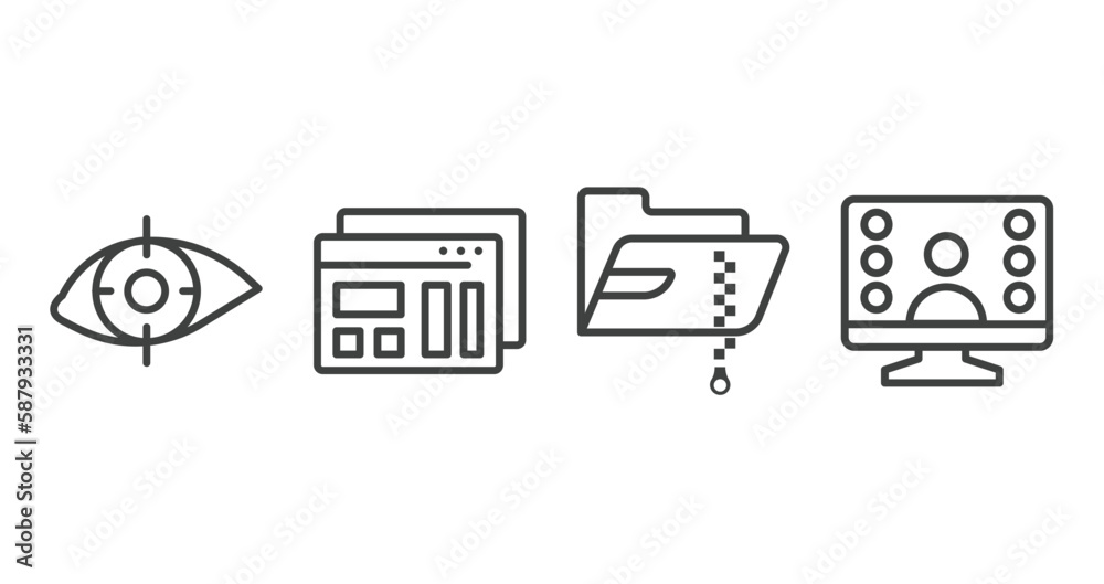 computer functions outline icons set. thin line icons sheet included retinal scan, mockup de, compressed file, null vector. computer functions outline icons set. thin line icons sheet included retinal scan, mockup de, compressed file, null vector.