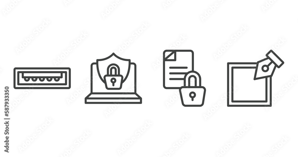 web development outline icons set. thin line icons sheet included usb port, internet security, encrypted data, edit tool vector. web development outline icons set. thin line icons sheet included usb port, internet security, encrypted data, edit tool vector.