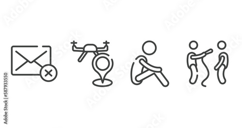 news outline icons set. thin line icons sheet included deleted, street map, lonely, interviewer vector.