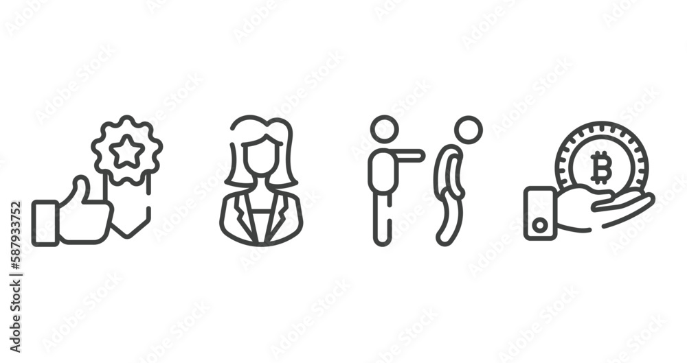 cryptocurrency outline icons set. thin line icons sheet included best seller, businesswoman, fired, receive vector. cryptocurrency outline icons set. thin line icons sheet included best seller, businesswoman, fired, receive vector.