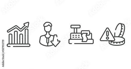 investing outline icons set. thin line icons sheet included demand, low, cashier hine, alerts vector.