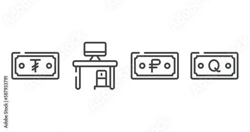 banking and finance outline icons set. thin line icons sheet included criminal, halving, strategic, online money vector.