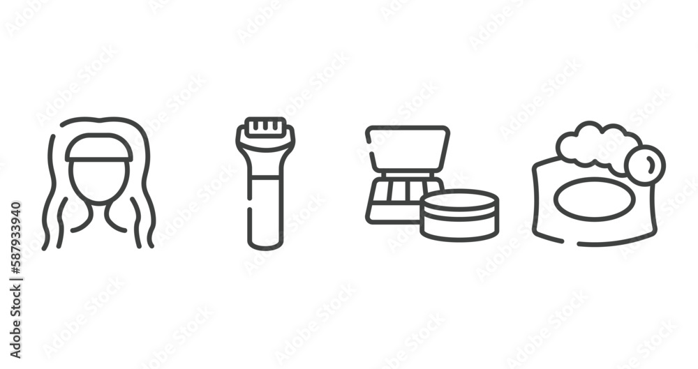 beauty outline icons set. thin line icons sheet included hairdress, hair shaver, cosmetics products, soap bar vector. beauty outline icons set. thin line icons sheet included hairdress, hair shaver, cosmetics products, soap bar vector.