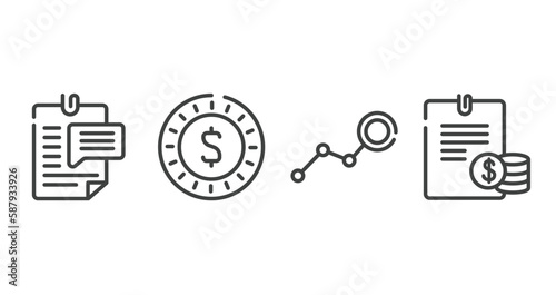 business management outline icons set. thin line icons sheet included enquiry, dollar coin, limit, planing vector.
