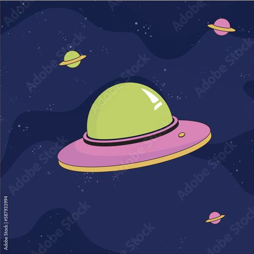 UFO Alien Spaceship Vector Illustration (ID: 587933994)