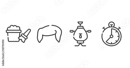 spa outline icons set. thin line icons sheet included bubbles, boy hair shape, samovar, stopclock vector.